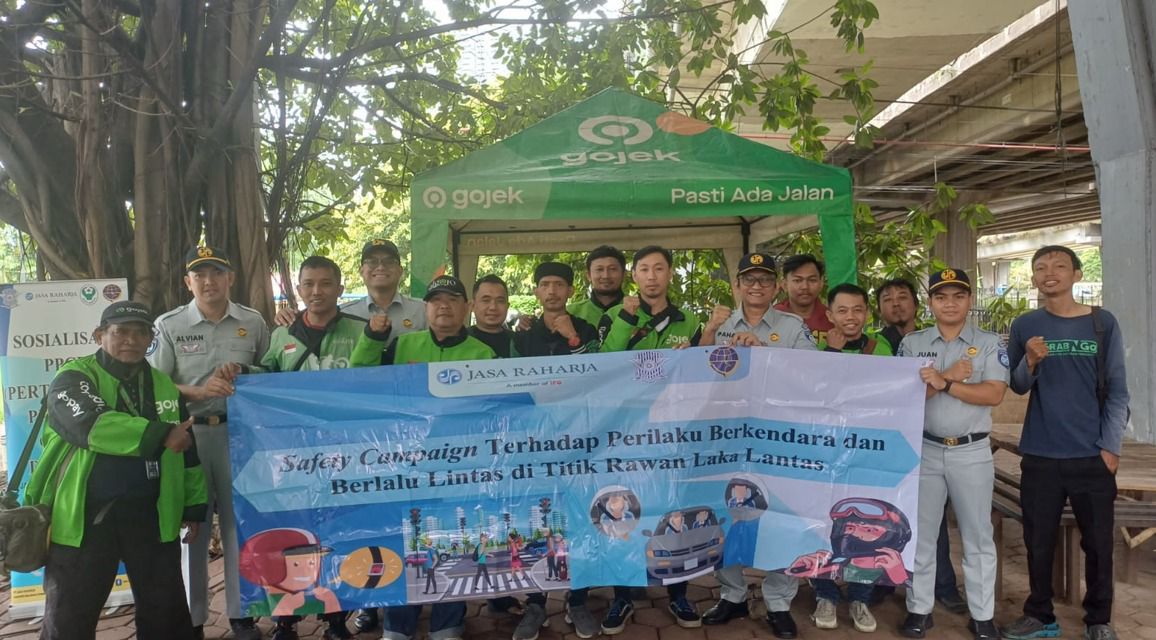 PT Jasa Raharja Kantor Wilayah Utama DKI Laksanakan Safety Campaign di Komunitas URC Ojol Baruta