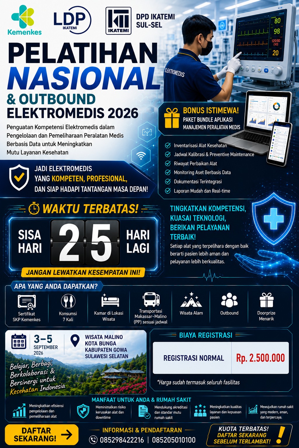 LDP IKATEMI dan DPD IKATEMI Sulsel Gelar Pelatihan Nasional Elektromedis 2026 di Malino